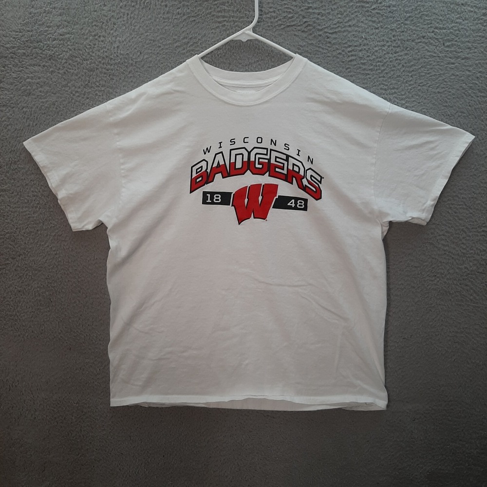 Wisconsin‎ Badgers Shirt Adult Extra Large White NCAA College Sports University